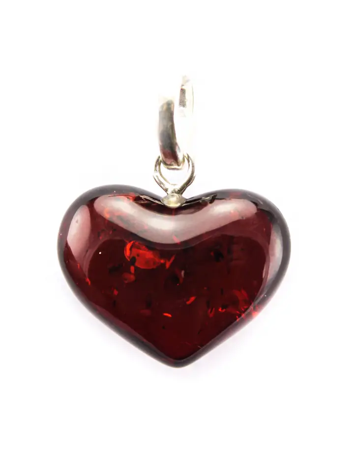 картинка Глянцевое янтарное сердце темно-вишневого цвета в онлайн магазине