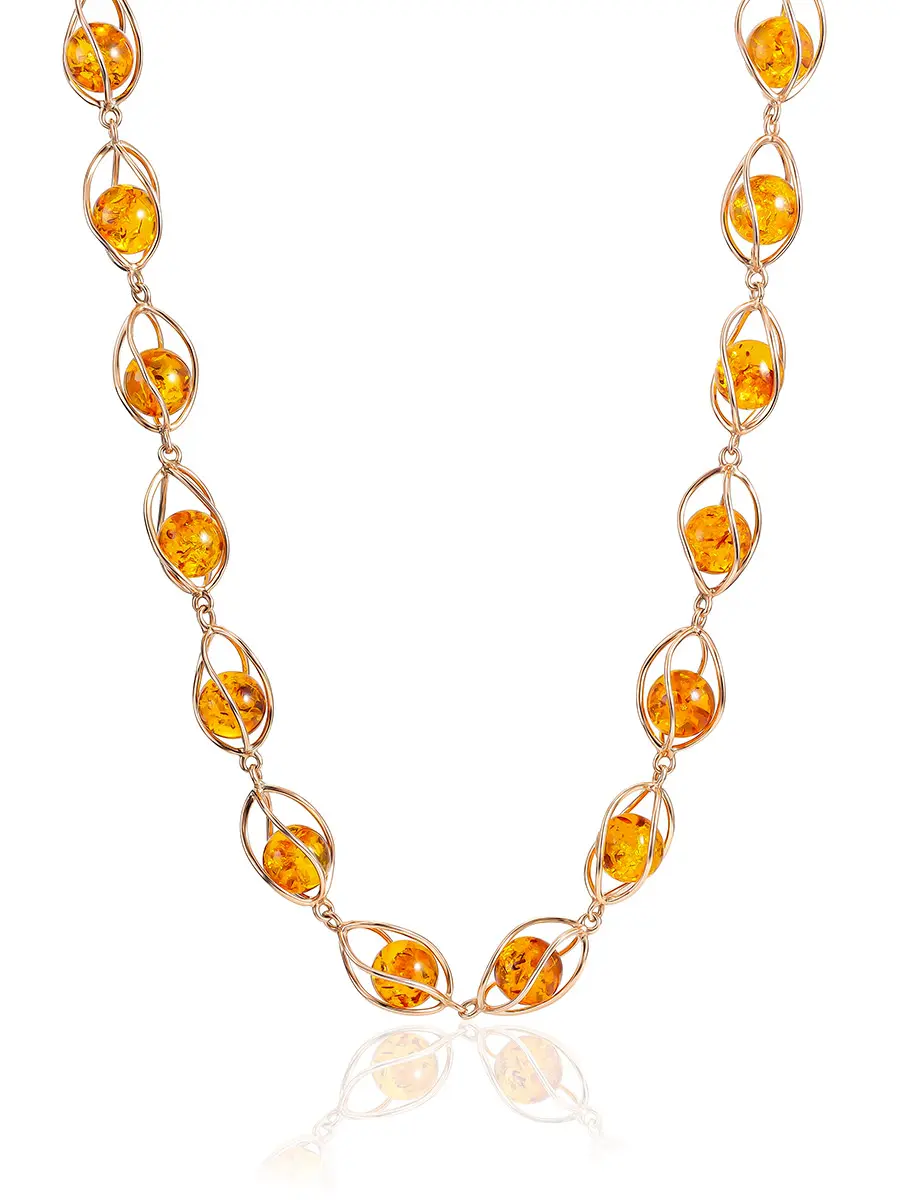 картинка Роскошное позолоченное ожерелье с янтарём «Алжир» в онлайн магазине