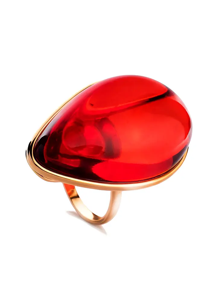 картинка Роскошное кольцо из золота и натурального колумбийского янтаря «Лагуна» в онлайн магазине