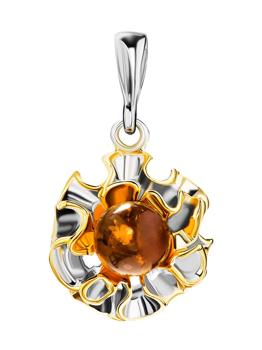 картинка Изысканный кулон «Маргаритка» с янтарём в онлайн магазине