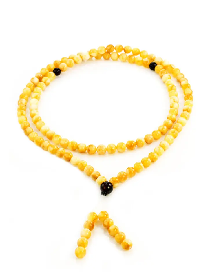 картинка Чётки на 108 бусин из натурального балтийского формованного янтаря медового цвета в онлайн магазине