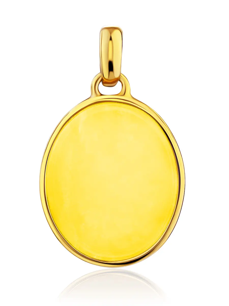 картинка Красивый овальный кулон из позолоченного серебра и медового янтаря «Бенефис» в онлайн магазине