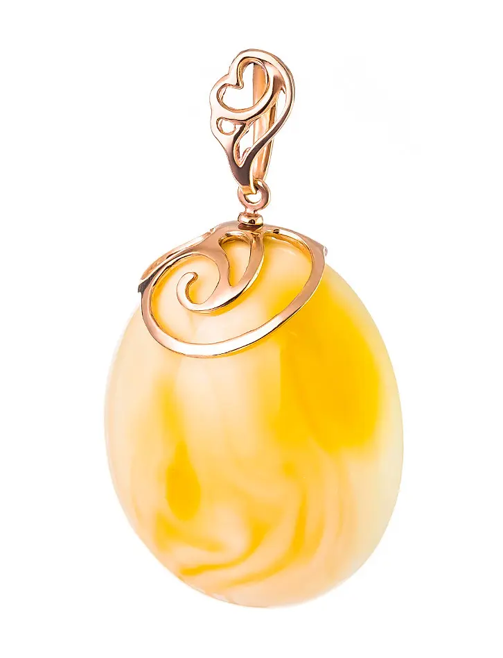 картинка Нежный кулон из золота и натурального светло-медового янтаря «Версаль» в онлайн магазине