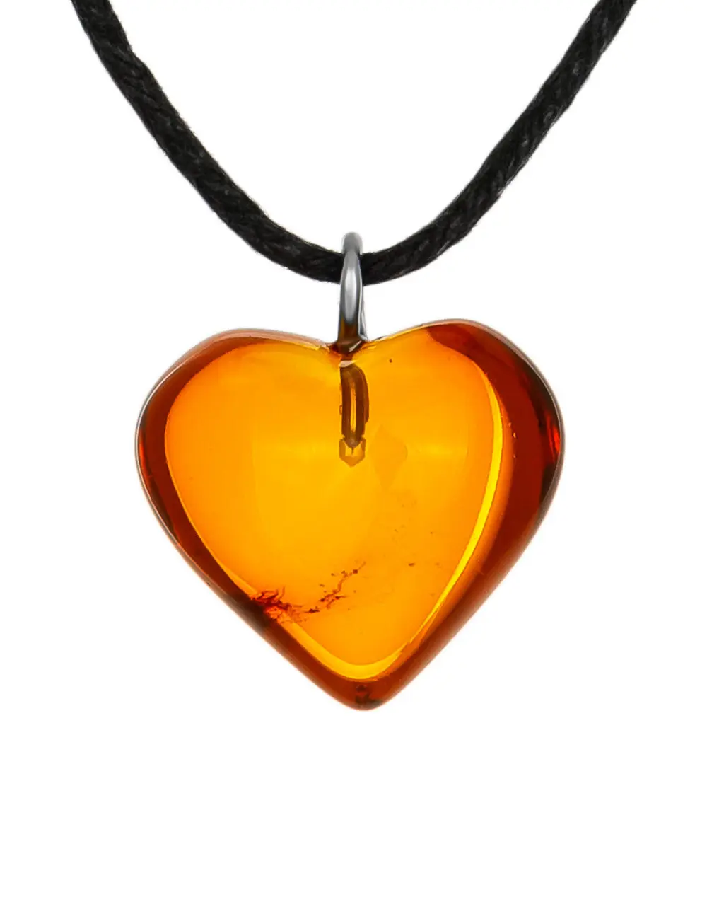 картинка Маленькая подвеска из натурального коньячного янтаря «Сердце» в онлайн магазине
