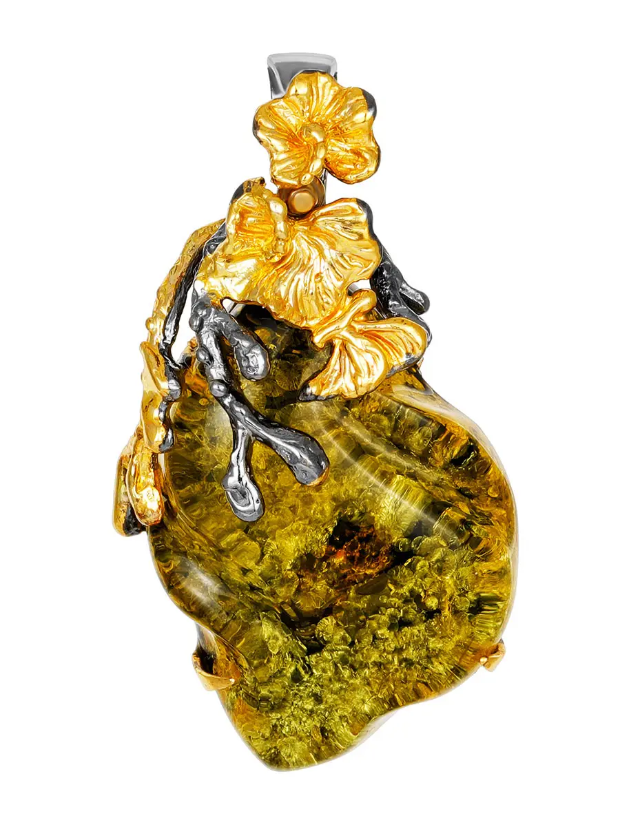 картинка Роскошный кулон из натурального янтаря в позолоченном серебре «Версаль» в онлайн магазине