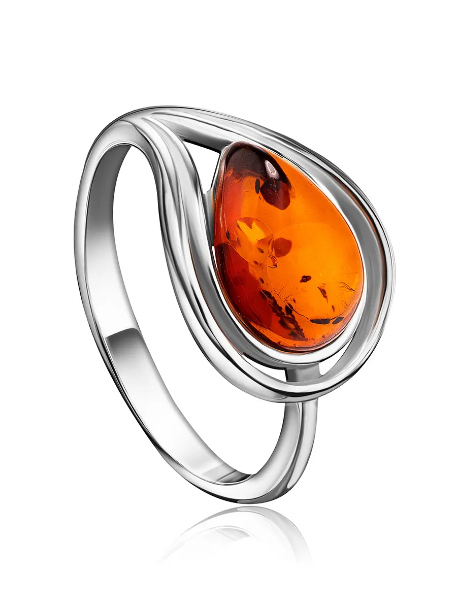 картинка Серебряное кольцо с янтарём коньячного цвета «Сардиния» в онлайн магазине