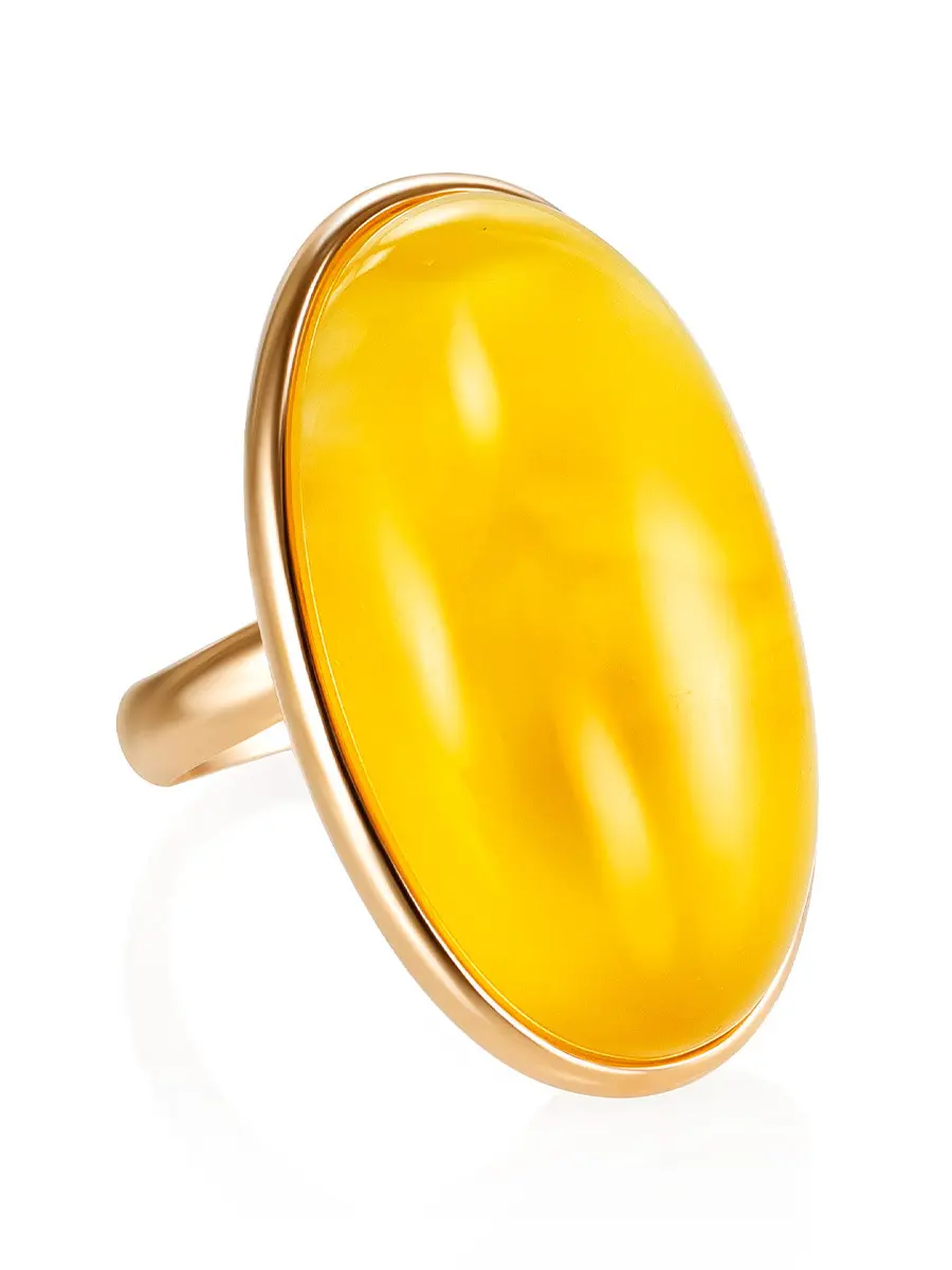 картинка Позолоченное кольцо с медовым янтарём в онлайн магазине