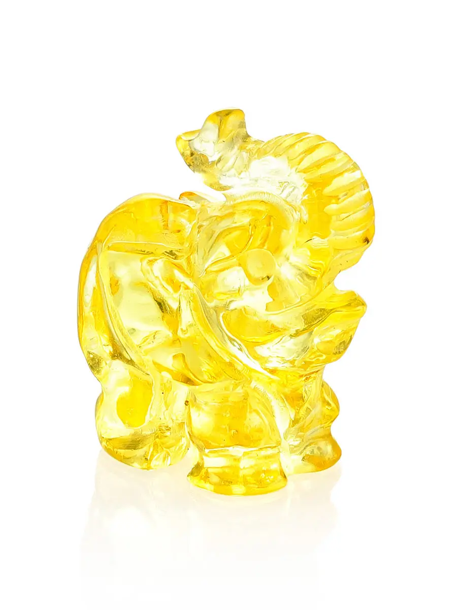 картинка Миниатюрный резной слонёнок из натурального янтаря лимонного цвета в онлайн магазине