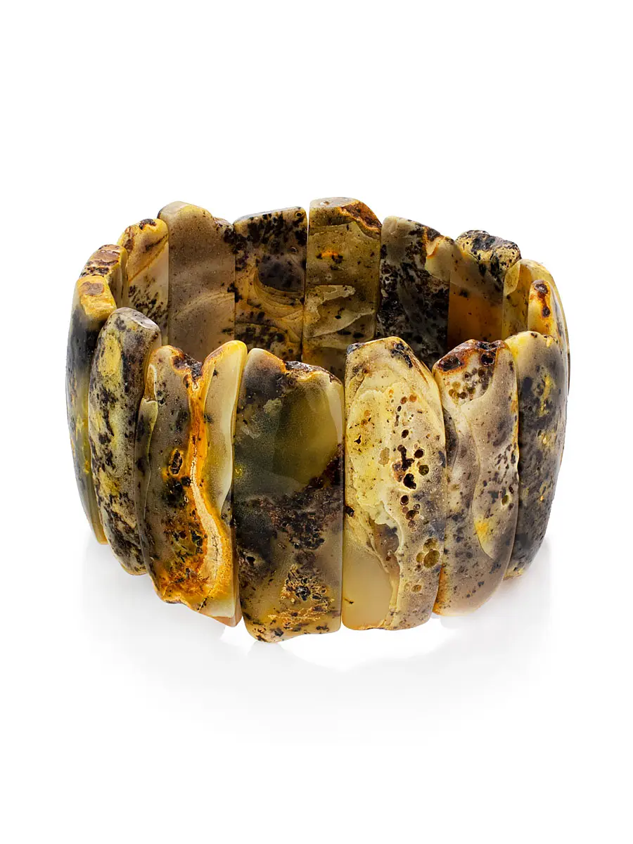 картинка Эффектный браслет «Помпеи» из цельного натурального балтийского янтаря в онлайн магазине