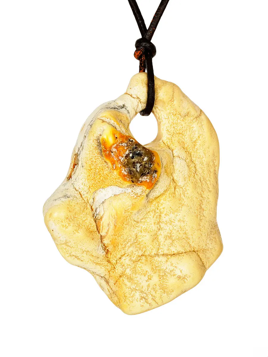 картинка Фигурный текстурный кулон из медового янтаря в онлайн магазине