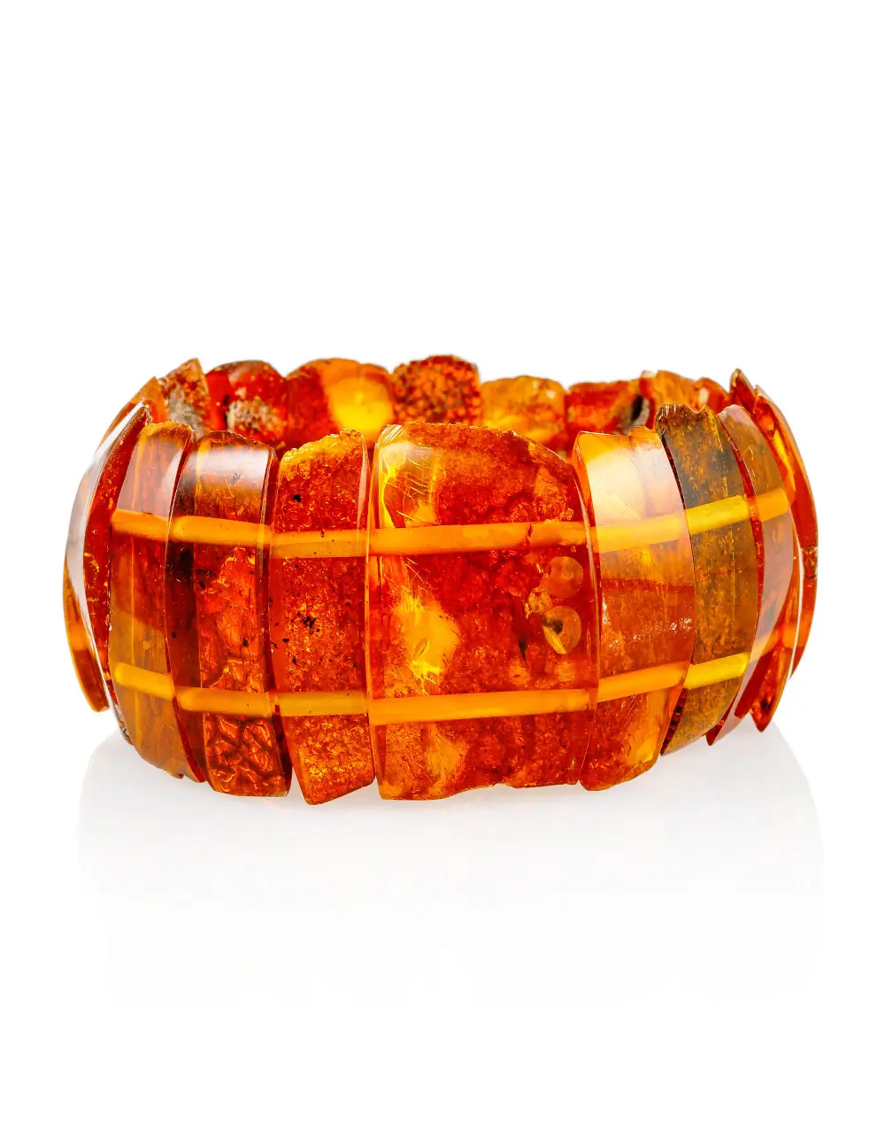 картинка Эффектный браслет из натурального балтийского янтаря насыщенного коньячного цвета в онлайн магазине