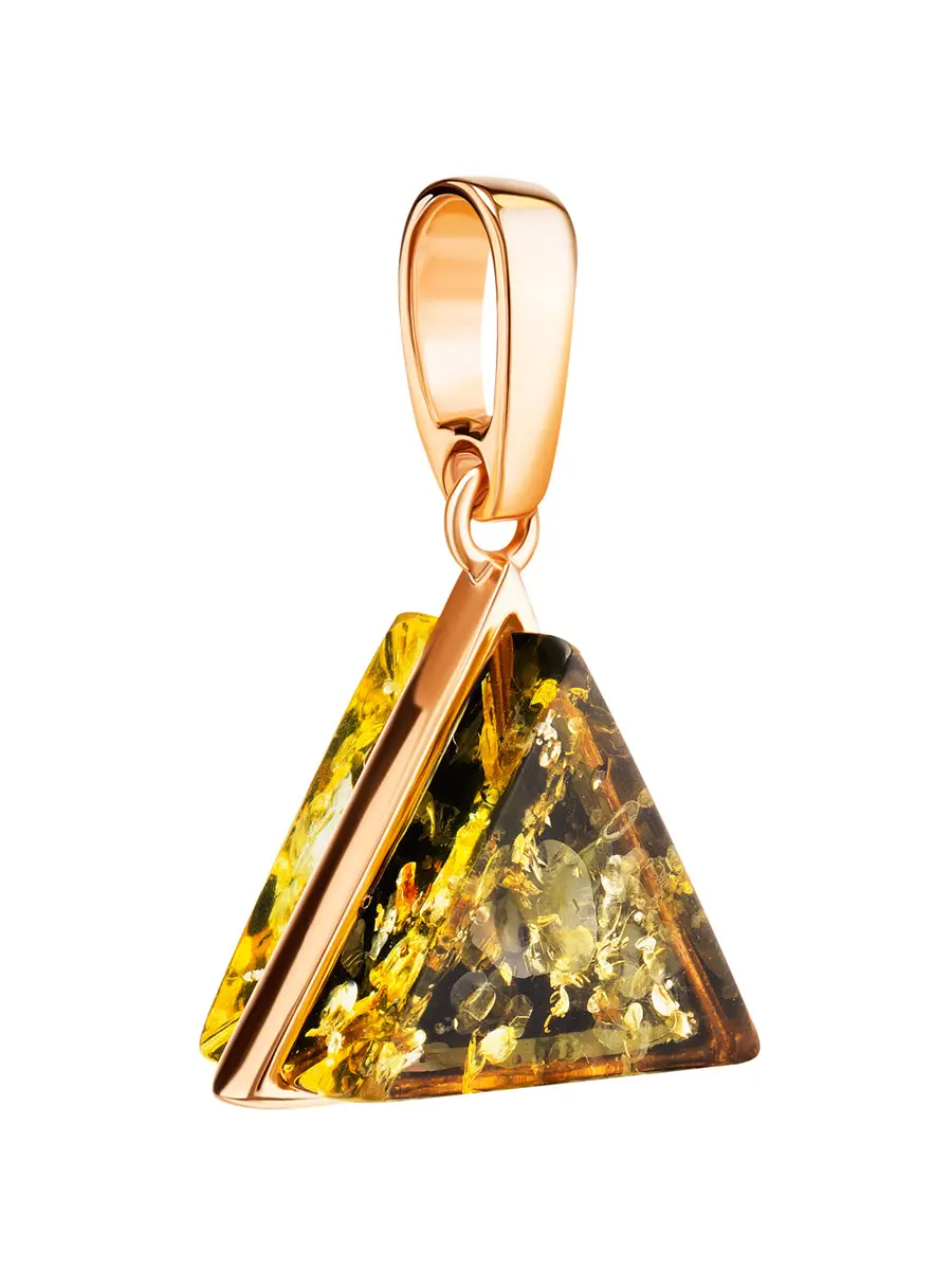 картинка Кулон в геометричном дизайне из искрящегося зелёного янтаря «Монблан» в онлайн магазине