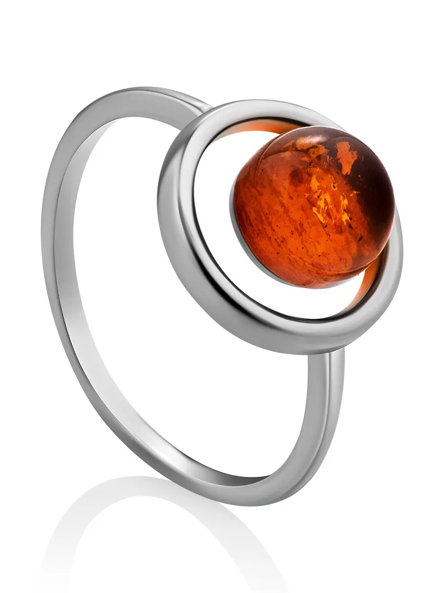 картинка Миниатюрное лёгкое кольцо «Юпитер» из коньячного янтаря в онлайн магазине