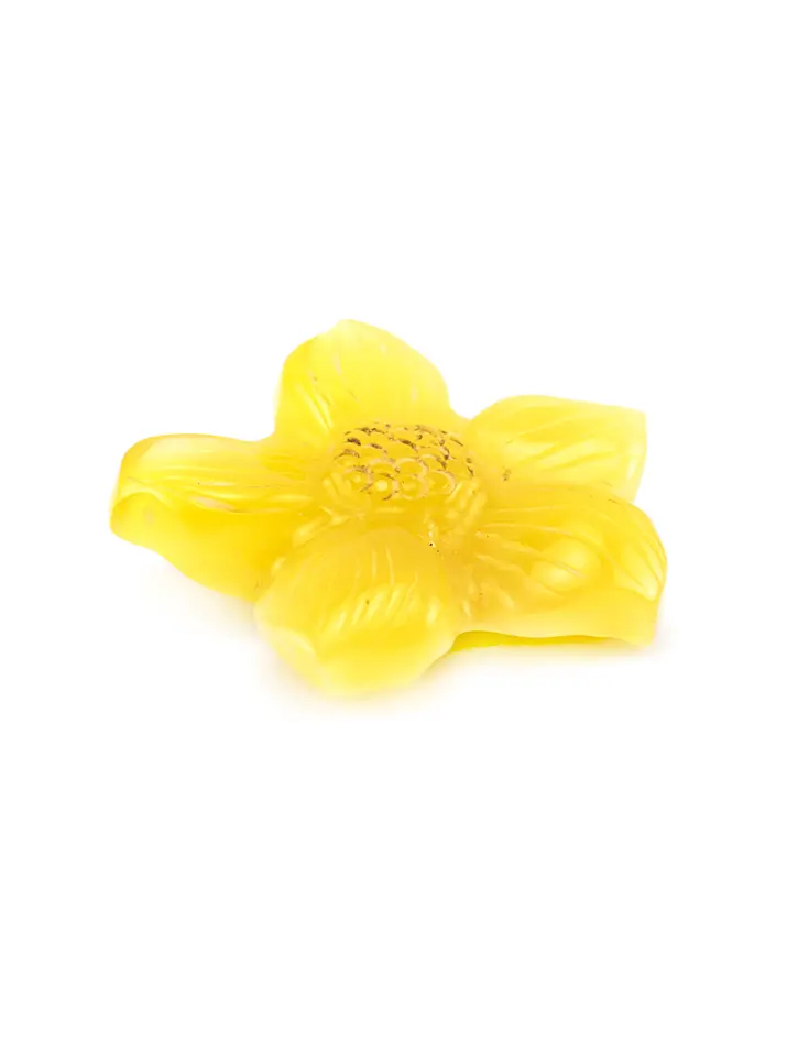 картинка Сувенир-резьба из натурального янтаря медового цвета «Цветок» 35х9 в онлайн магазине