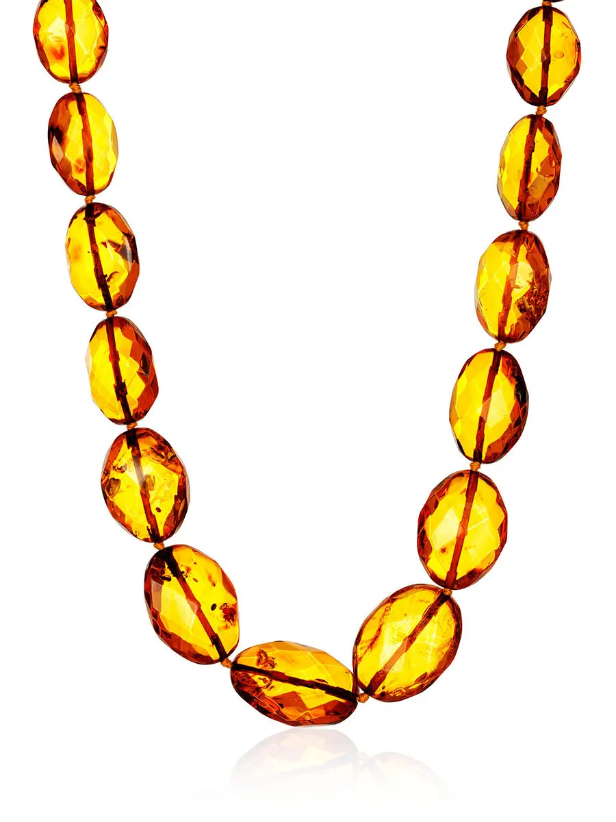 картинка Бусы из натурального цельного янтаря «Оливка алмазная» в онлайн магазине