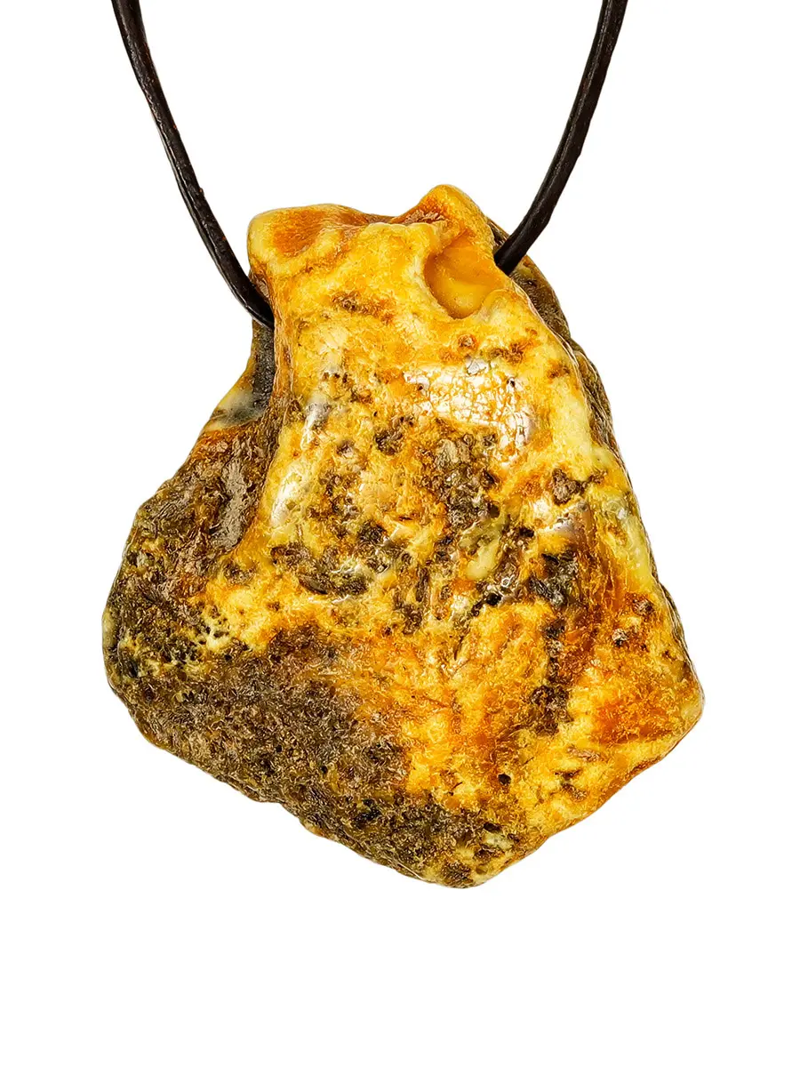 картинка Стильный кулон из натурального текстурного янтаря в онлайн магазине