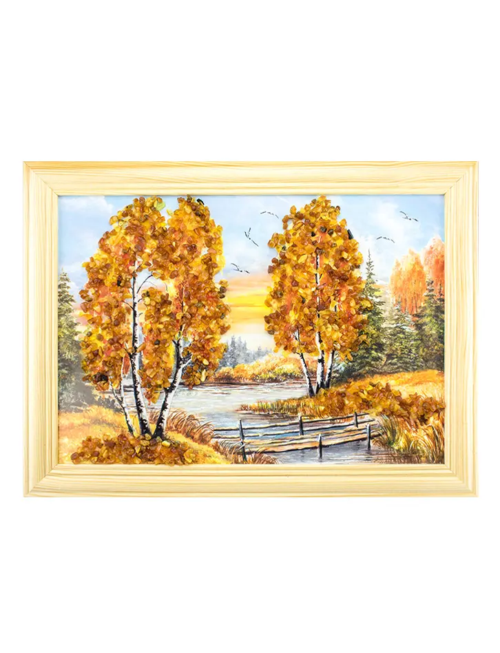 картинка Горизонтальная картина с янтарём «Весенняя река» среднего формата в онлайн магазине