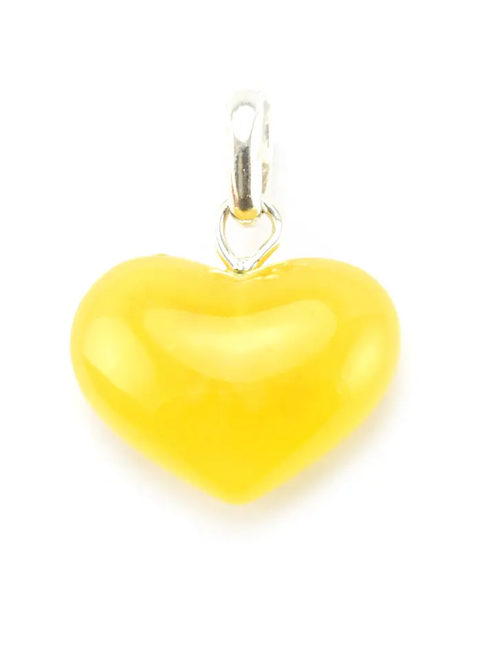 картинка Кулон в виде сердца из натурального янтаря красивого медового оттенка в онлайн магазине