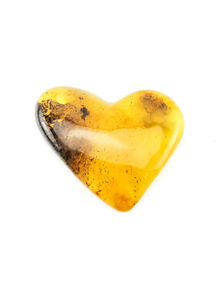 картинка Подвеска из натурального цельного янтаря «Сердце медовое полупрозрачное с пестрыми вкраплениями» в онлайн магазине