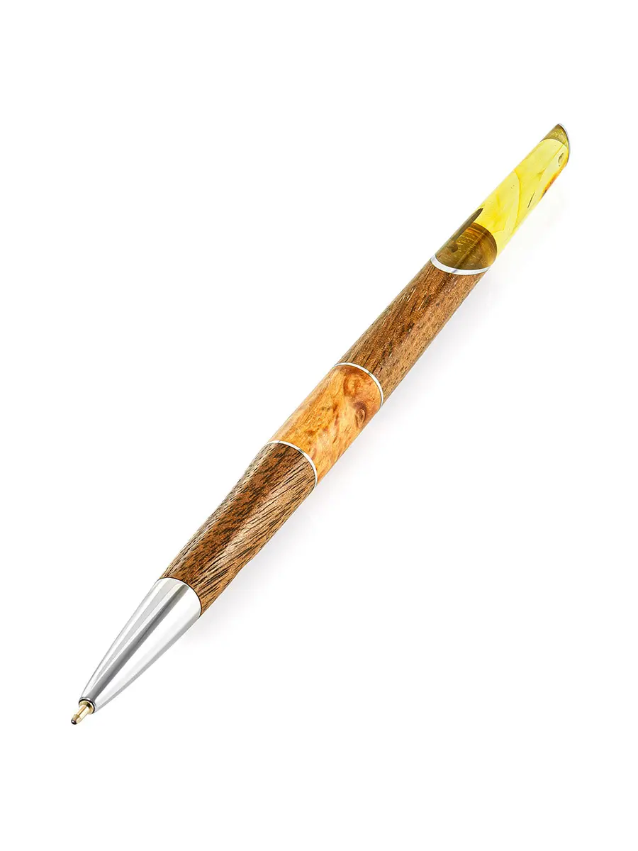картинка Ручка авторской работы из дерева разных пород и балтийского янтаря «Олливандер» в онлайн магазине