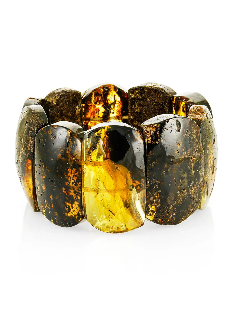 картинка Необычный объёмный браслет из натурального балтийского янтаря «Помпеи» для женщин и мужчин в онлайн магазине