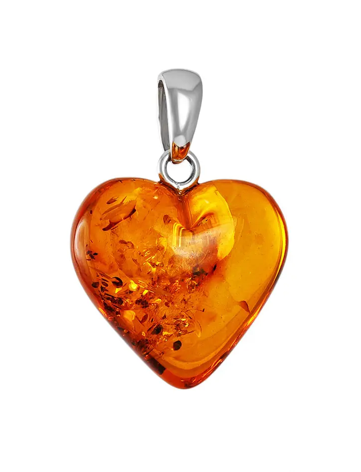 картинка Подвеска из натурального янтаря «Сердце коньячное» в онлайн магазине