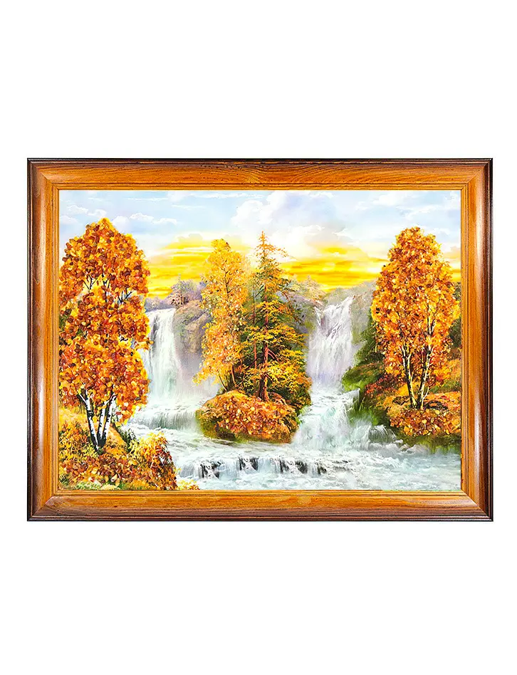 картинка Горизонтальная картина с россыпью натурального балтийского янтаря «Водопады Аляски» в онлайн магазине