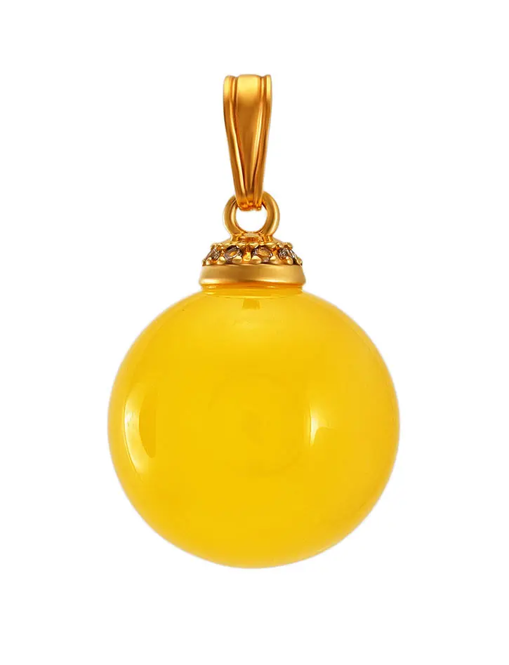 картинка Кулон в форме шара из натурального янтаря и позолоченного серебра «Париж» в онлайн магазине