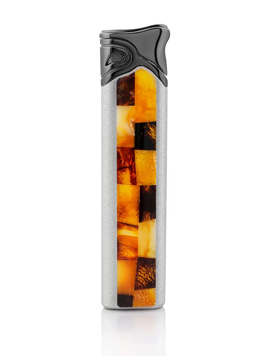 картинка Элегантная газовая зажигалка с янтарной мозаикой в онлайн магазине