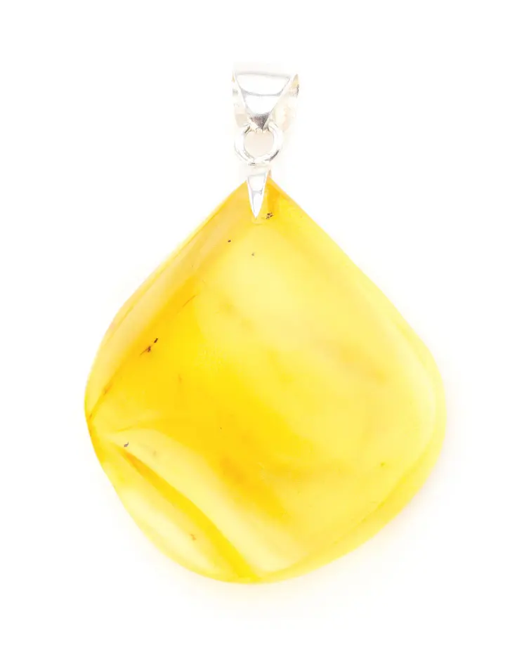картинка Крупная каплевидная подвеска из прозрачного лимонного колумбийского янтаря в онлайн магазине