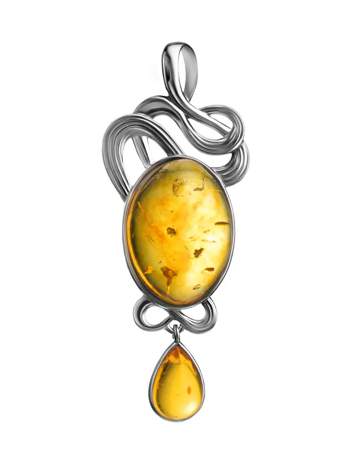 картинка Изящный кулон «Чародейка» с лимонным янтарём в онлайн магазине