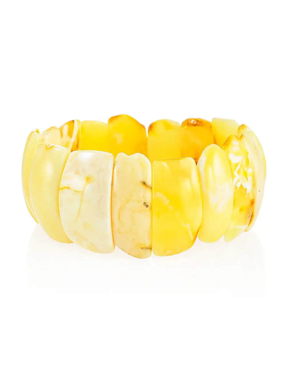 картинка Эксклюзивный браслет из балтийского янтаря молочно-медового цвета с уникальной пейзажной текстурой в онлайн магазине