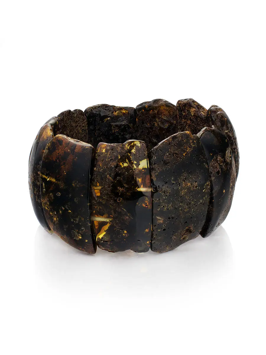 картинка Широкий браслет из натурального цельного янтаря с лечебным эффектом «Помпеи» в онлайн магазине