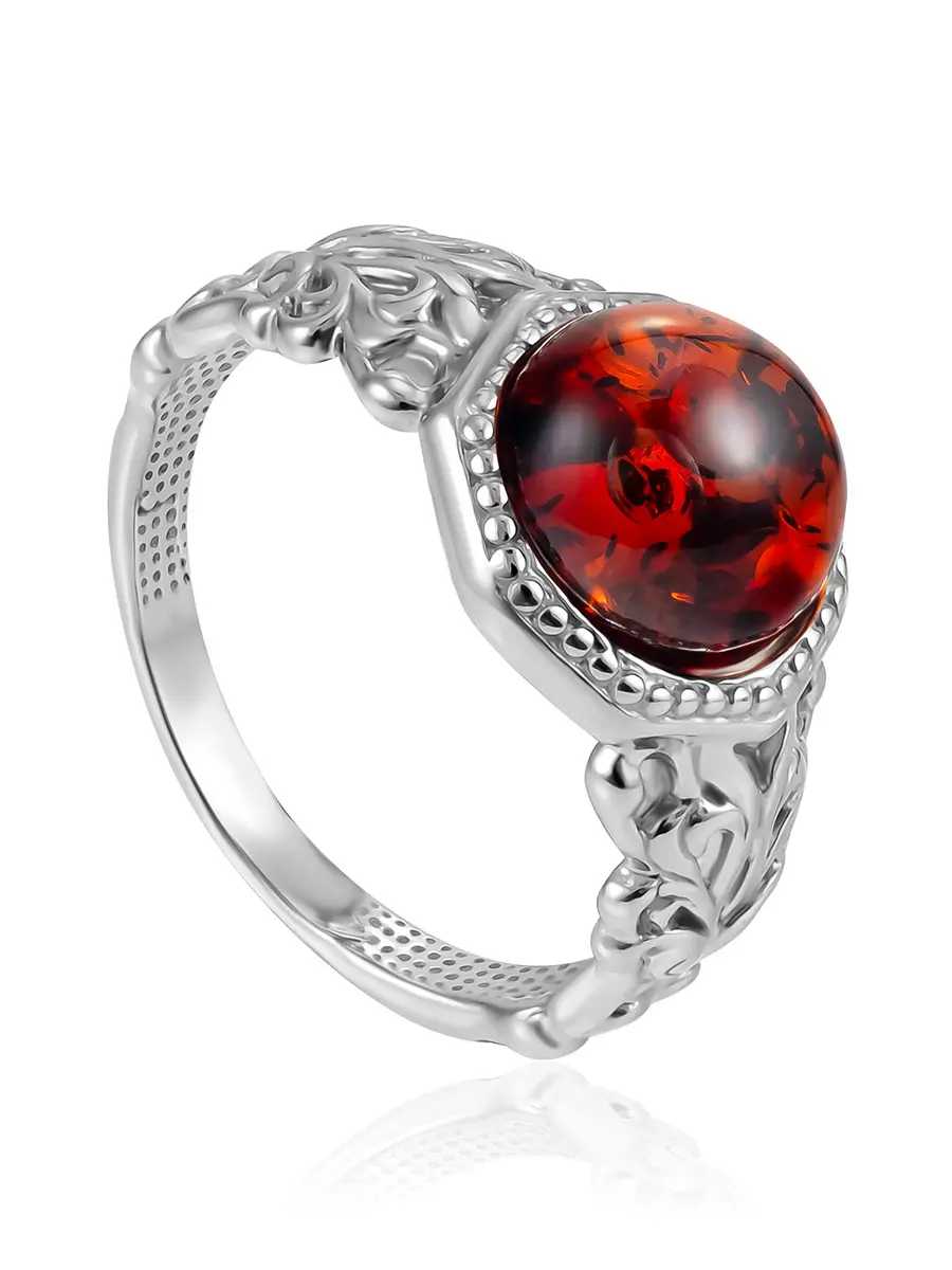 картинка Изысканное кольцо с натуральным янтарём коньячного цвета «Шахерезада» в онлайн магазине