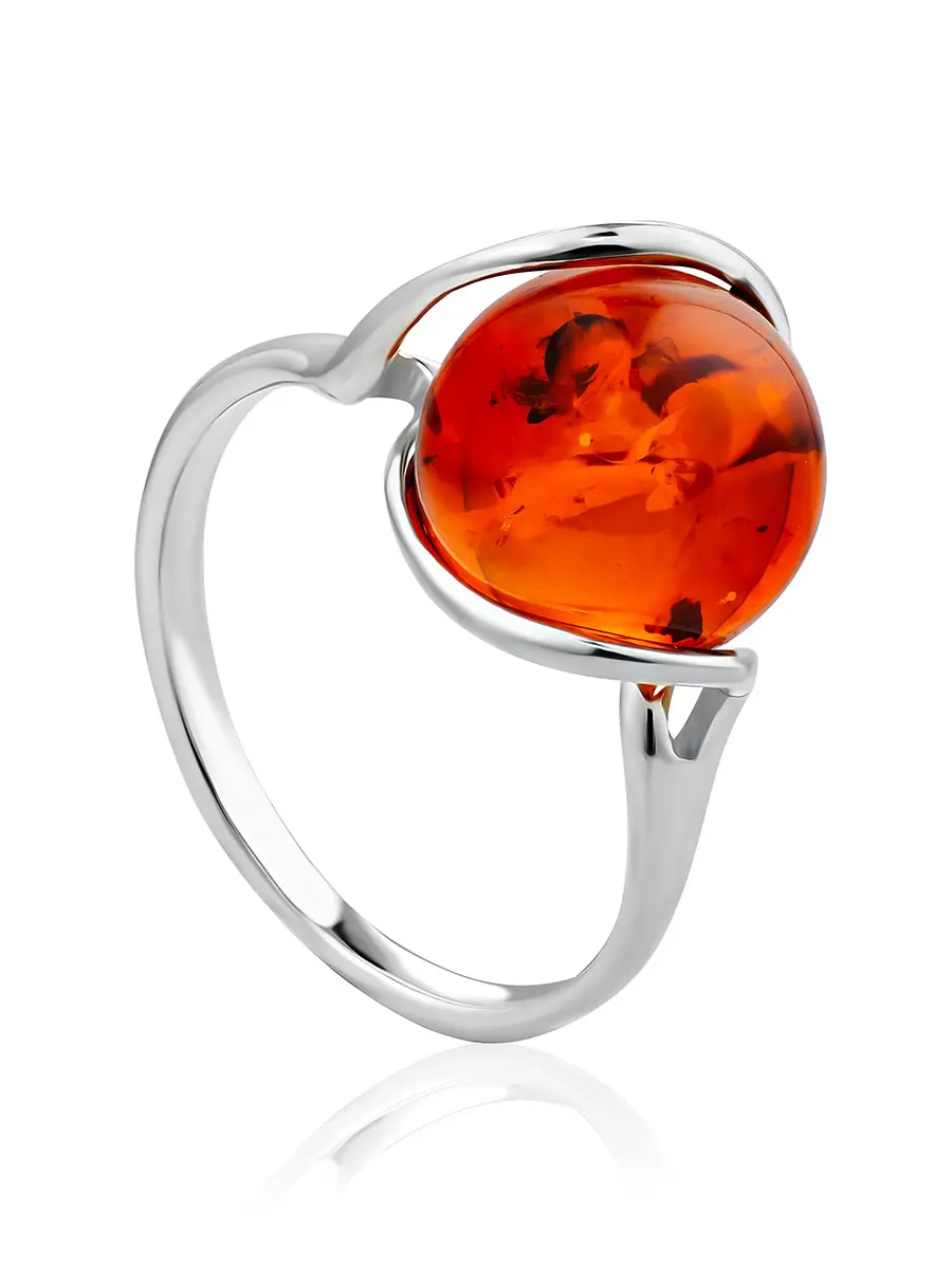 картинка Изящное лёгкое кольцо из натурального коньячного янтаря «Валенсия» в онлайн магазине
