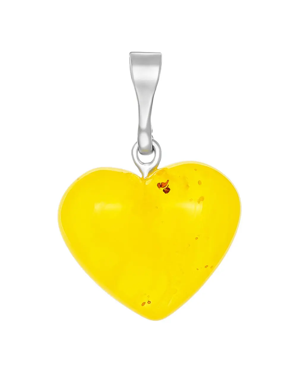 картинка Кулон-сердце из натурального янтаря светло-медового цвета в онлайн магазине