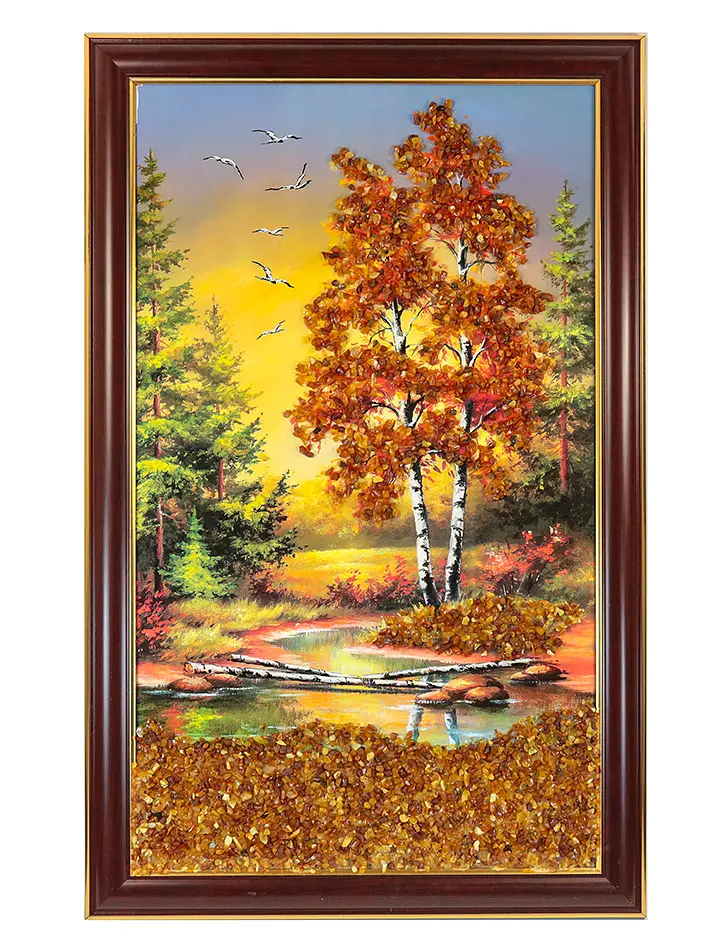 картинка Вертикальное панно с натуральным янтарем «Золотая заря» в онлайн магазине