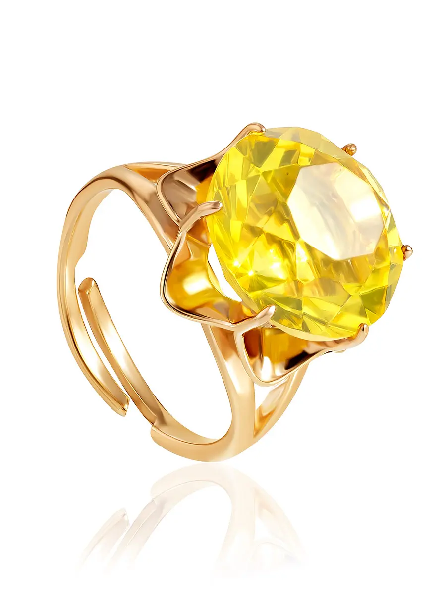 картинка Эффектное кольцо с уникальным гранёным янтарём «Баккара» в онлайн магазине