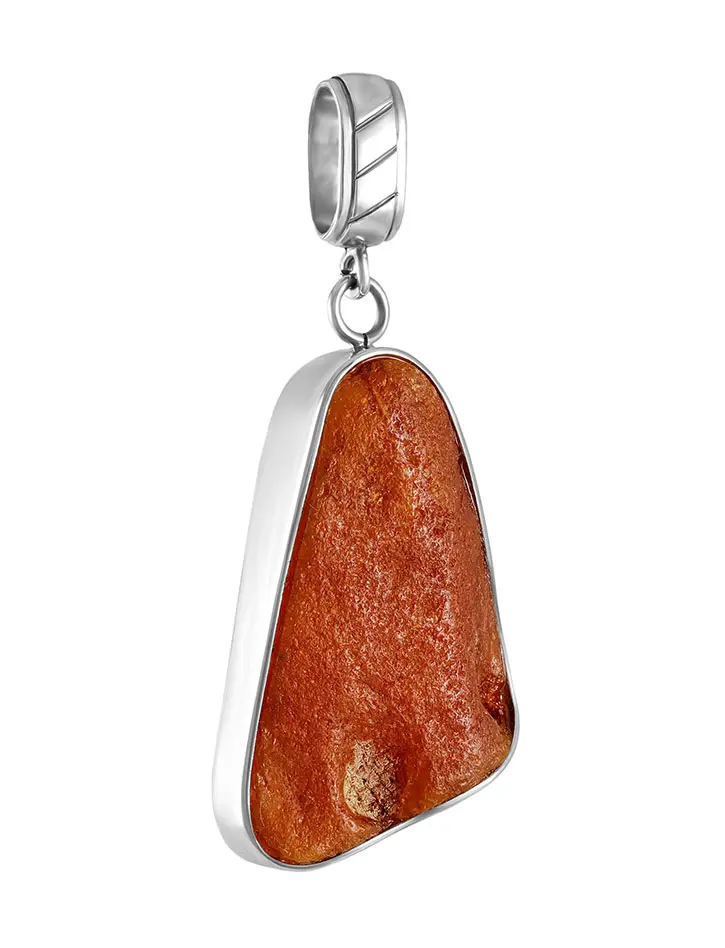 картинка Стильная подвеска из цельного янтаря в серебре «Неолит» в онлайн магазине
