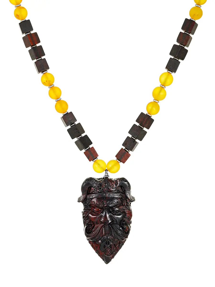 картинка Брутальные бусы из натурального балтийского янтаря «Викинг» в онлайн магазине