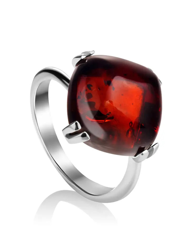 картинка Кольцо с натуральным янтарем темно-вишневого цвета «Византия» в онлайн магазине