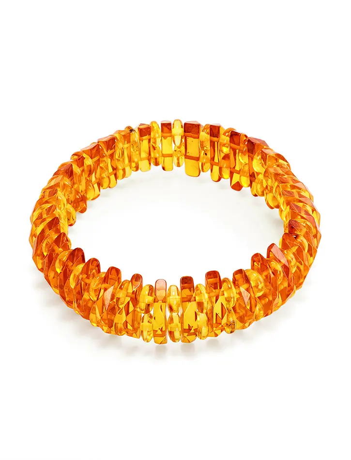 картинка Яркий браслет из натурального золотистого янтаря «Мандарин алмазный» в онлайн магазине