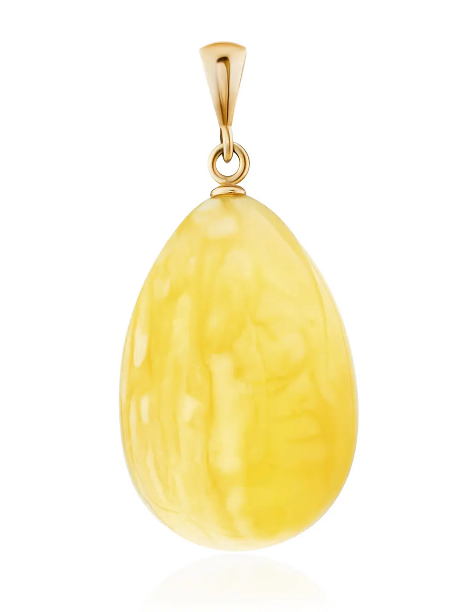 картинка Кулон из натурального живописного янтаря медового цвета с золотом в онлайн магазине