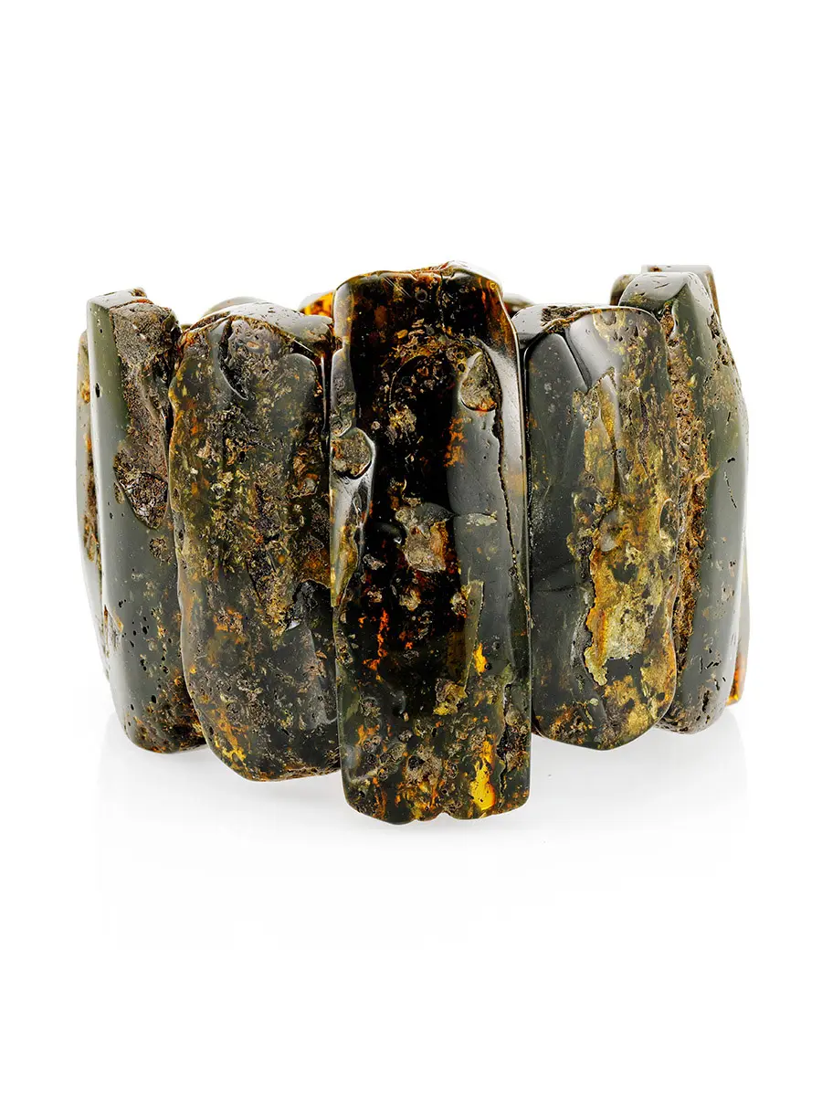 картинка Оригинальный яркий браслет из натурального цельного янтаря «Помпеи» в онлайн магазине