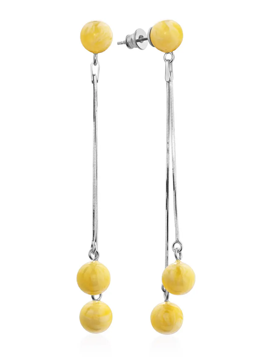 картинка Нежные серьги из медового янтаря на замочках-гвоздиках «Рябина» в онлайн магазине