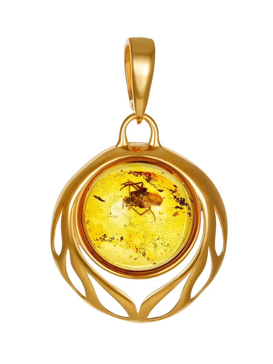 картинка Подвеска «Клио», украшенная натуральным янтарём с паучком в онлайн магазине