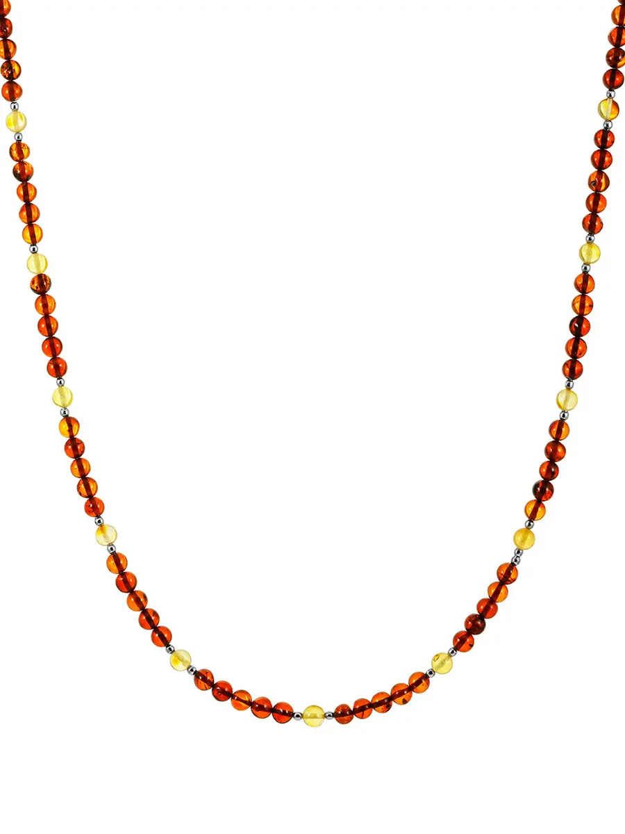 картинка Чокер из натурального янтаря разных оттенков «Карамель» в стиле унисекс в онлайн магазине