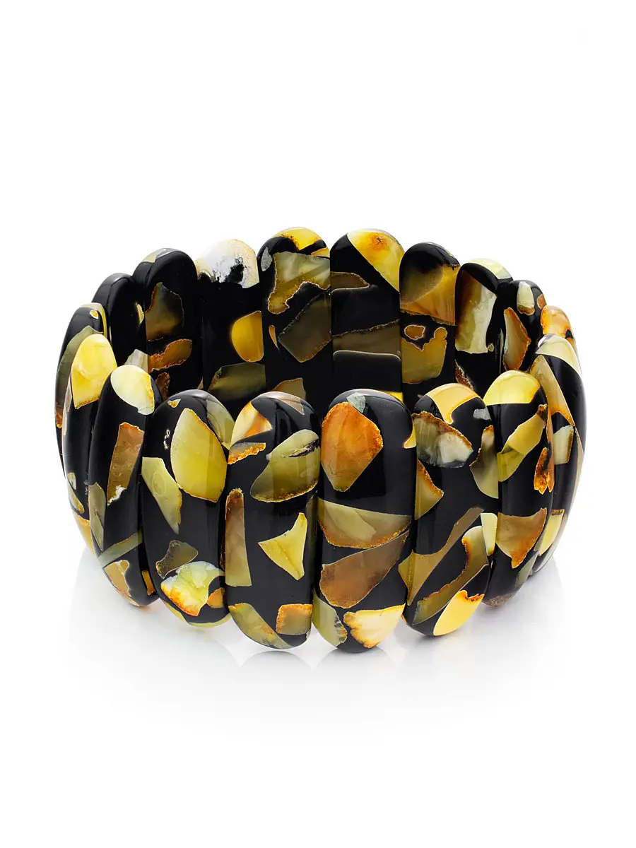 картинка Мозаичный браслет с натуральным балтийским янтарём «Далматин» в онлайн магазине