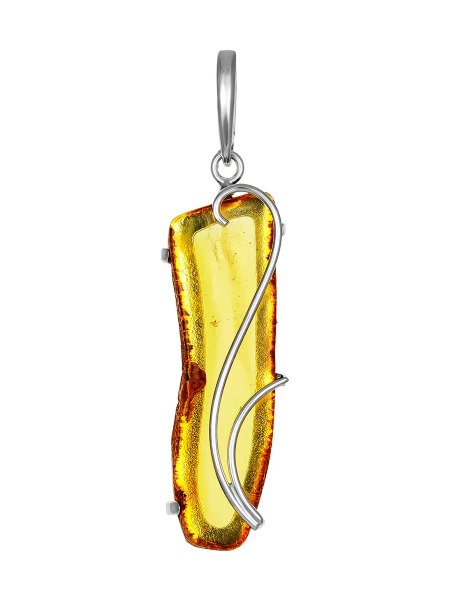 картинка Изящный удлинённый кулон с лимонным янтарём «Риальто» в онлайн магазине