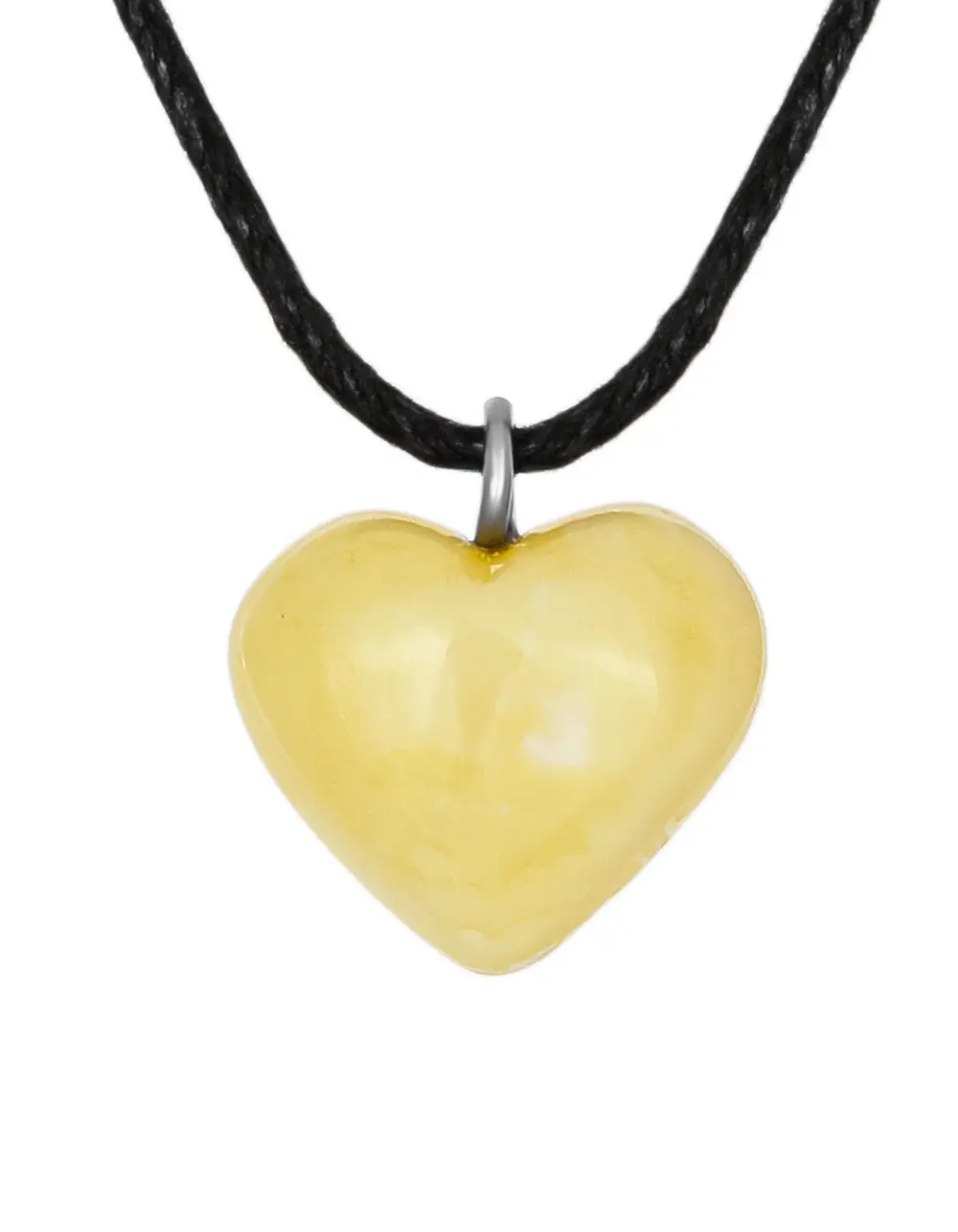 картинка Небольшой кулон в форме сердца из молочно-медового янтаря с пейзажной текстурой в онлайн магазине